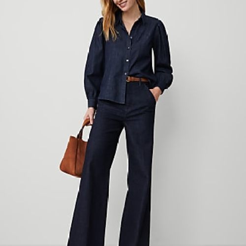 Ann Taylor Mixed Media Pleat Front Top