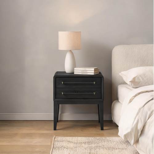 SunJet Wenge Particle Board Nightstand with Drawer and Open Shelf Compact Bedside Storage Modern Rectangular Design | UA1BQZNES2ZT