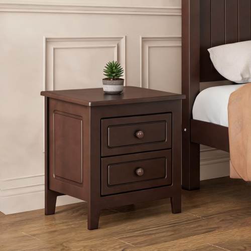 SunJet 19.5-Inch Round Nightstand Contemporary Wood in White Finish with 1 Drawer | PPDTBLA11KYI