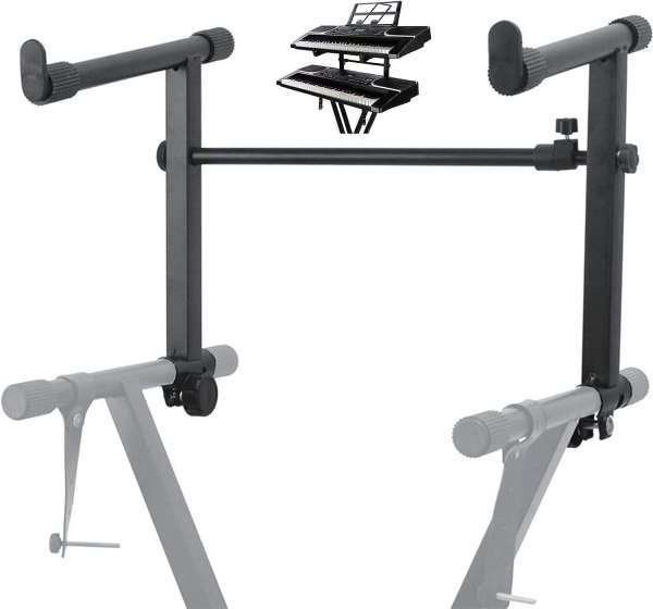 5 CORE - Keyboard Stand Adapter 2 Tier Adjustable Second Extension Add On for Digital Piano Stands - Black