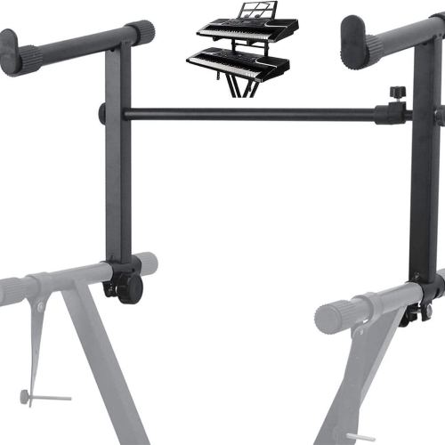 5 CORE – Keyboard Stand Adapter 2 Tier Adjustable Second Extension Add On for Digital Piano Stands – Black