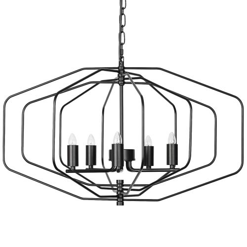 Oumilen – 5-Light Tiered Hexagonal Cage Chandelier