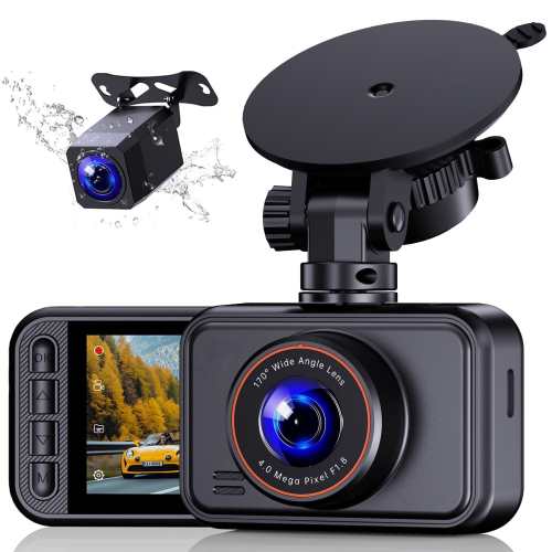 Dash Cam, Dash Cam Front and Rear, E-YEEGER 2560P Mini Car Camera, 2 inch IPS Screen, WDR Night Vision, G-Sensor – Black
