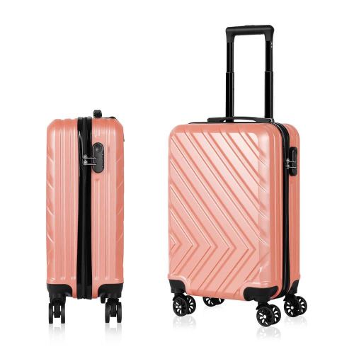 Carry On Luggage, 20 Hardside Suitcase ABS Spinner Luggage with Lock – Arrow in Rosegold