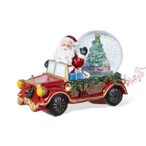 Glitzhome 7.75 Lighted Musical Christmas Tree on Fireplace Waterglobe | Michaels