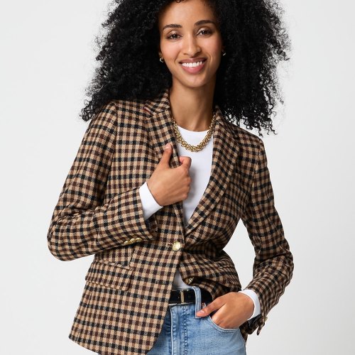 herringbone wool-blend schoolboy blazer