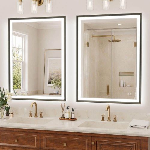 2-Pack in. W x in. H Aluminum Bathroom Mirror with Brushed