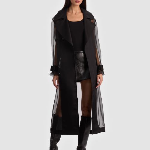 Silvia Sheer Trench Black