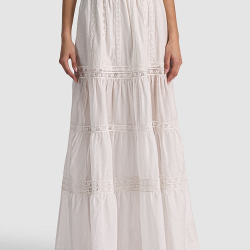 Kathryn Tiered Maxi Skirt – Off White