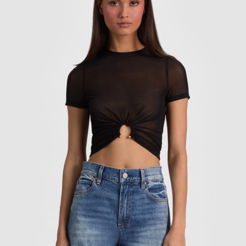 Courtney Ruched Front Tee Black
