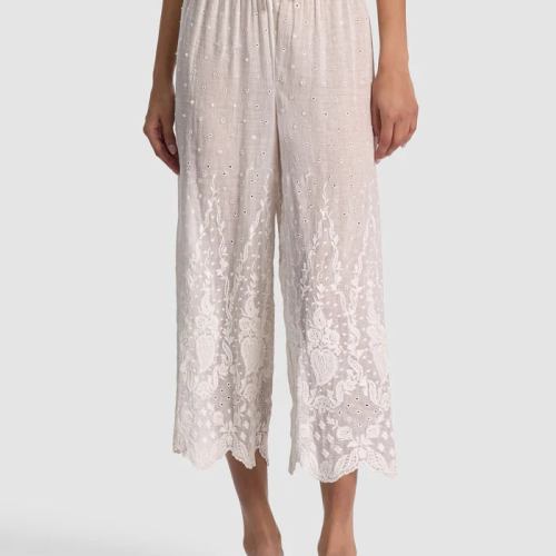Elba Embr Wwb Pull On Ankle Pant Off White