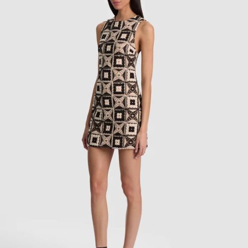 Clyde Crochet Mini Dress Black/Multi