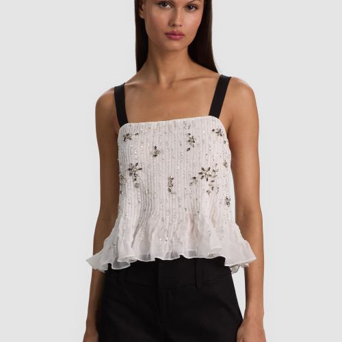 Linnea Embellished Tank – Off White