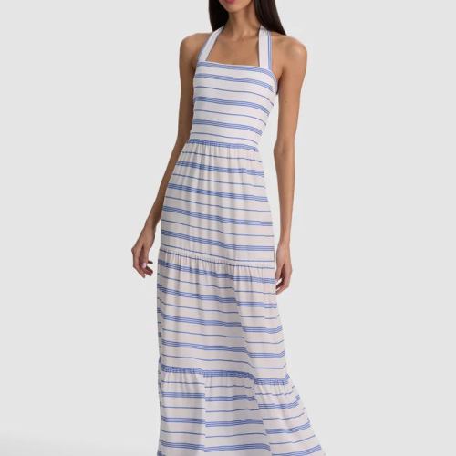 Saige Halter Maxi Dress Off White/Blue Iris