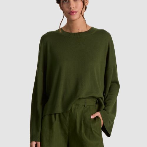 Margie Boxy Pullover Dark Fern