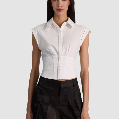 Kim Corset Button Down Off White