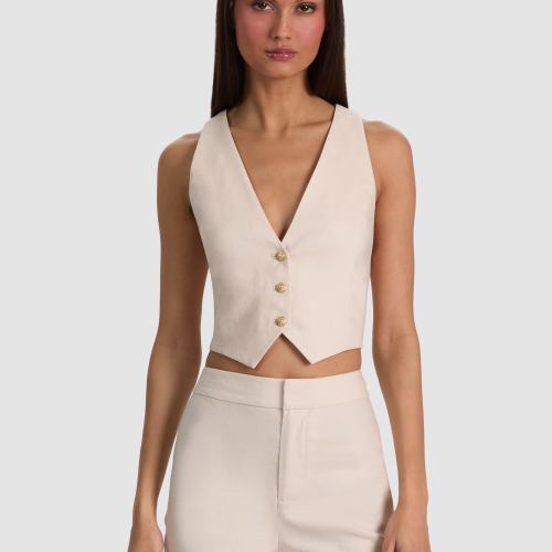 Donna Linen Vest Oatmeal