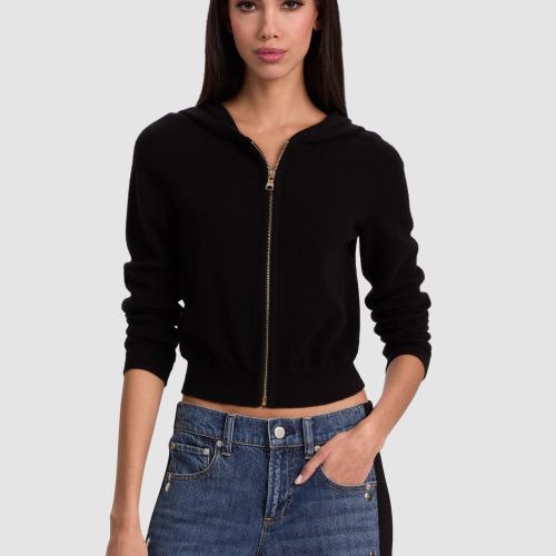 Dollie Cashmere Zip-up Hoodie Black