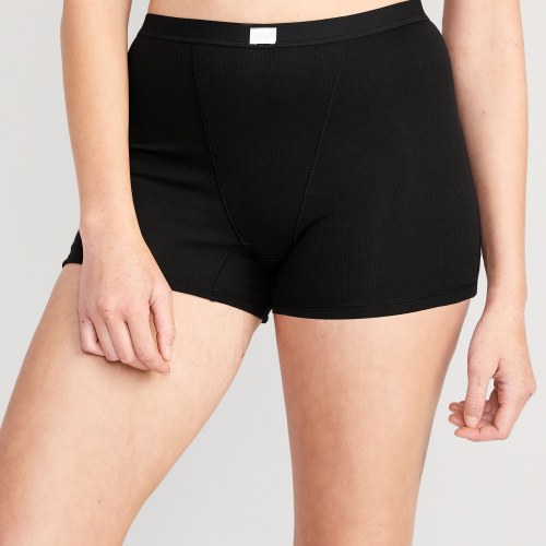 High-Waisted Ribbed Boyshort Briefs 3-inch inseam