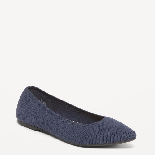 Soft-Knit Pointed-Toe Ballet Flats