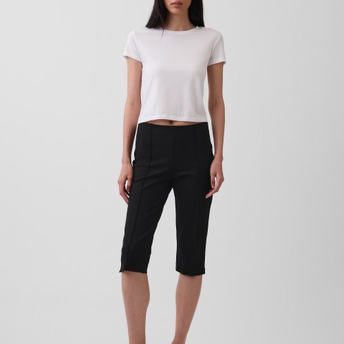 High Rise Double Knit Capris
