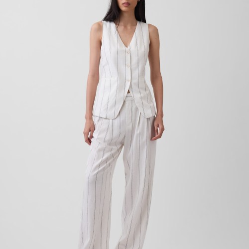 Linen-Blend Longline Vest