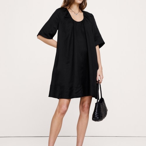 Viscose-Linen Cowl-Neck Dress