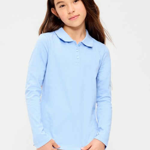 School Uniform Jersey-Knit Polo Shirt for Girls