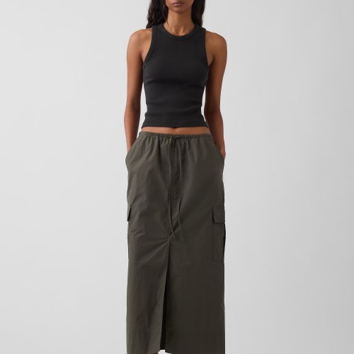 Poplin Easy Cargo Maxi Skirt