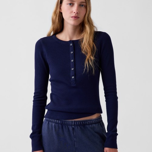 Waffle Henley PJ Top