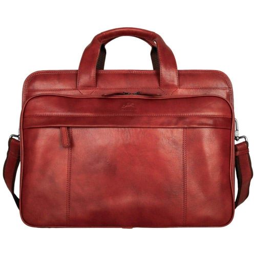 Pelle Doro Brown Leather Double Compartment 15.6 in. Laptop and Tablet Briefcase