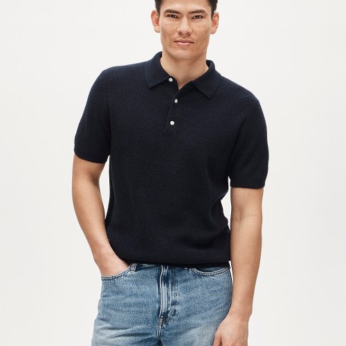 Short-sleeve cashmere sweater-polo