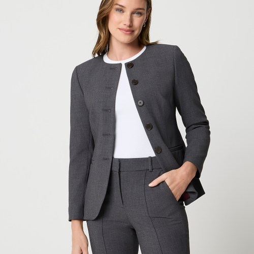 Petite sueded one-button blazer