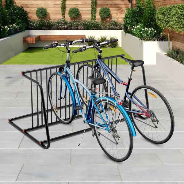 Anysun - 10-Bike Modern Double-Sided Freestanding Floor Rack Organizer - Black