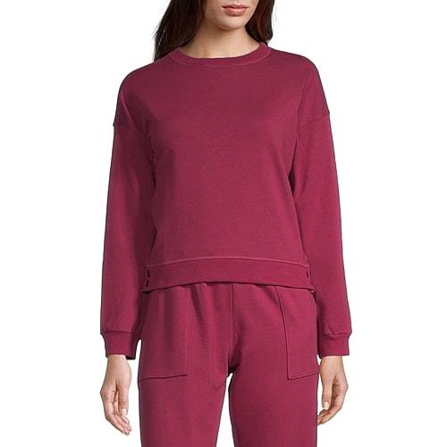 Slick Chicks Womens Adaptive Long Sleeve Crew Neck Sweat Shirt, Medium, Purple