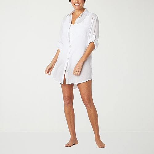 Sonnet Shores Womens Dress Swimsuit Cover-Up, X-small, White