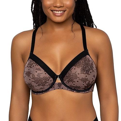 Curvy Couture Sheer Mesh Full Coverage Unlined Underwire Bra 1311