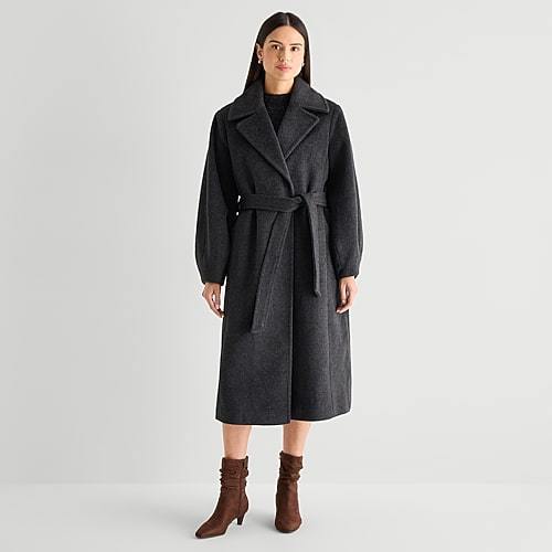 Worthington Womens Midweight Belted Coat