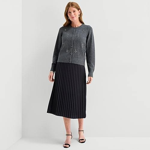 Liz Claiborne Womens Midi Pleated Skirt
