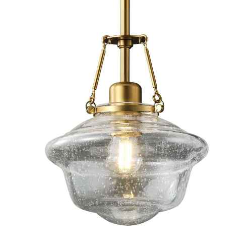 Modern Vintage 1-Light Gold Bubble Glass Chandelier for Kitchen Island with Bulbs Included
