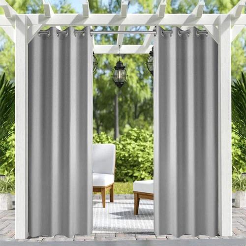 Gray Smooth 50 in. W x 108 in. L Patio Thick Waterproof Fabric Heavy Duty Indoor Blackout Curtain Set of 4