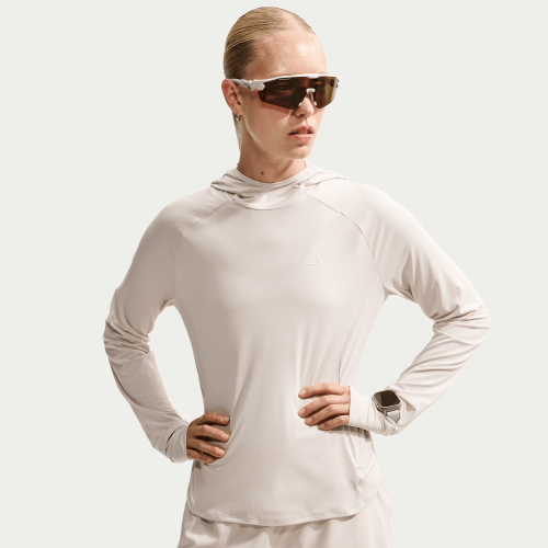 Womens Nike ACG UV-Resistant Hooded Trail Running Mid-Layer Top in Brown | IO9755-104