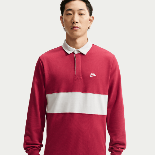 Nike Mens Club Long-Sleeve Rugby Top in Red | IM5572-608