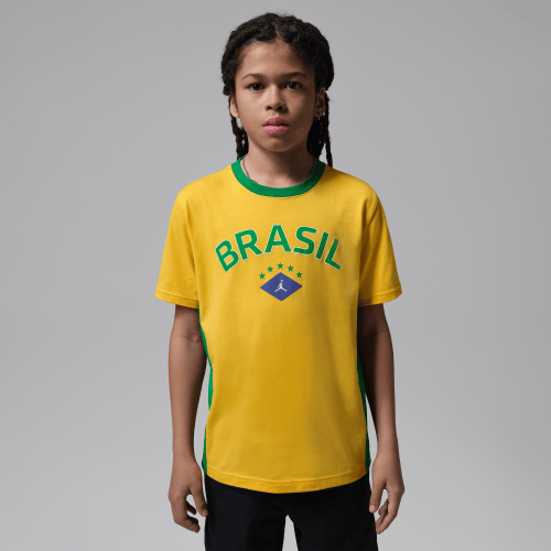 Jordan Big Kids Brasil Graphic T-Shirt in Yellow | 95F781-Y1G