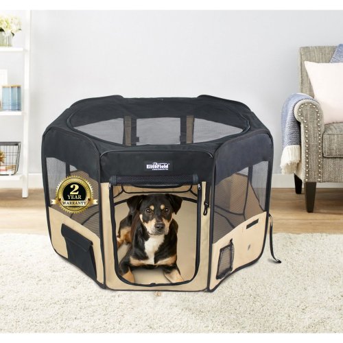 EliteField 2-Door Soft-Sided Dog Cat Playpen, Beige