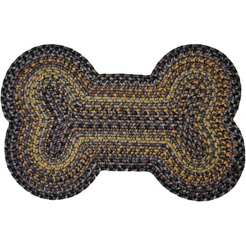 Homespice Bone Shaped Ultra Durable Braided Dog & Cat Placemat, Brown, 25 x 39 in