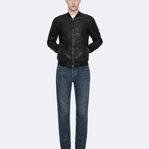 AllSaints Mens Tune Leather Biker Jacket, Brown, Size: M