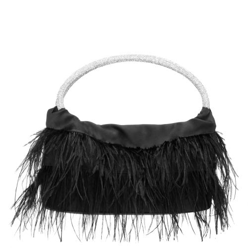 Womens Minnie Crystal Handle Feather Pouch | Nina Shoes