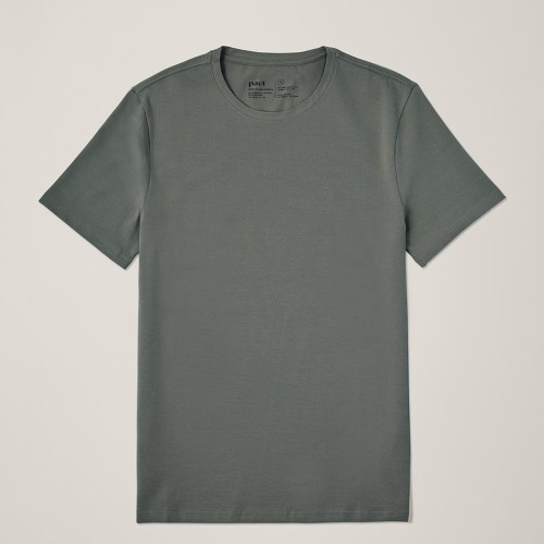 Organic Cool Stretch Slim Tee by Pact in Castor Green Fair Trade, Mens