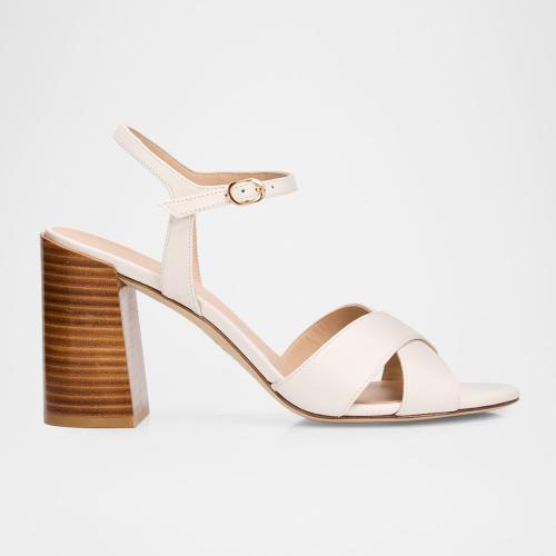 55mm Via Leather Block-Heel Sandals
